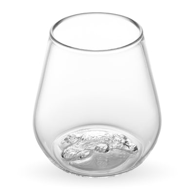 Platypus stemless glass with the platypus sculpted into the base