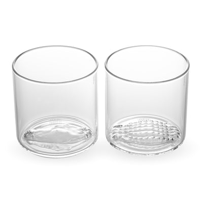 Pair of saltwater crocodile old fashioned glasses with the crocodile sculpted into each base, lurking in one and rising in the other
