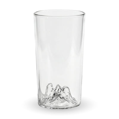 Three Sisters highball glass with the rock formation sculpted into the base