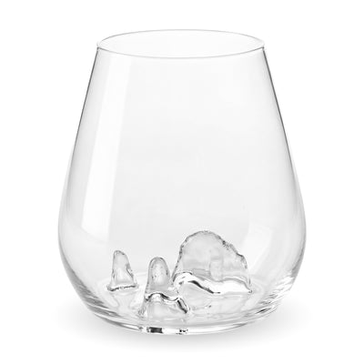 Twelve Apostles stemless wine glass with the rock stacks sculpted into the base
